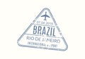Brazil Passport stamp. Visa stamp for travel. Rio De Janeiro international airport grunge sign. Immigration, arrival and departure